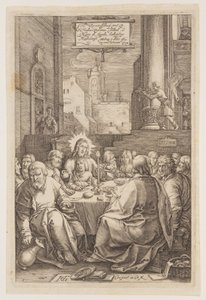 Het laatste avondmaal, uit The Passion door Hendrick Goltzius