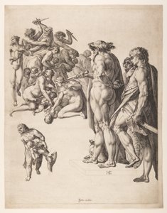 De slachting van de onschuldigen door Hendrick Goltzius