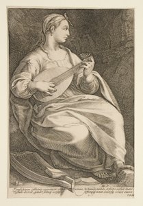 De negen muzen: Terpsichore, #5 in een serie van 9 door Hendrick Goltzius