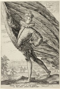 De Vaandeldrager, naar Links Gekeerd door Hendrick Goltzius