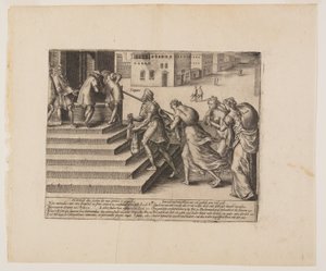 Ongelijke gerechtigheid, uit Litis Abusus (De misbruiken van de wet) door Hendrick Goltzius