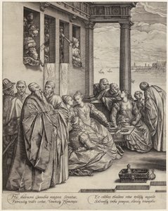 Venetiaanse bruiloft [linkerhelft van het blad] door Hendrick Goltzius