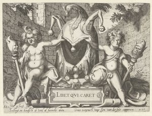 Twee putti met een narrenkap