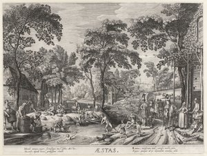 Zomer, een gezelschap bij een meertje