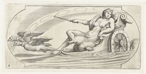 Aurora op een strijdwagen (Nouveau Livre des Dieux et Deeßes De la Marine Bouckje van Zeegoden en Godinnen)
