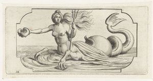 Vrouwelijk figuur met drietand van Neptunus