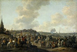 Het vertrek van Koning Karel II van Engeland uit Scheveningen, 2 juni 1660, 1683 door Hendrick de Meijer