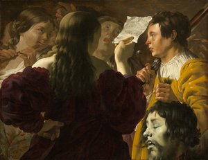 David geprezen door de Israëlische vrouwen door Hendrick ter Brugghen