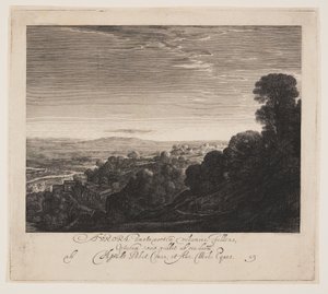 Aurora, landschap bij zonsopgang door Hendrick von Goudt