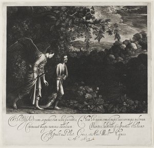 Tobias en de engel door Hendrick von Goudt