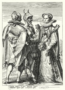 Huwelijk voor Rijkdom Geleid door Satan door Hendrik (after) Goltzius