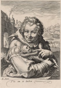 De dwaas, gegraveerd door I. Sauredam door Hendrik (after) Goltzius