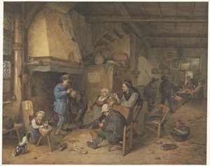 Boerengezelschap binnenshuis door Hendrik Abraham Klinkhamer