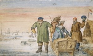 Twee Oude Mannen naast een Slee met de Wapenschilden van Amsterdam en Utrecht, 1620-33