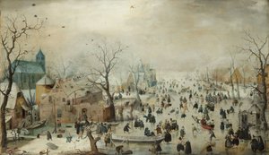 Winterlandschap met schaatsers, ca. 1608