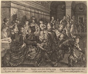 Banket in het Huis van Tarquinius Collatinus door Hendrik Goltzius