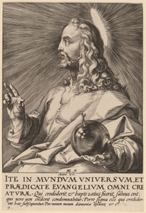 Christus als Salvator Mundi door Hendrik Goltzius