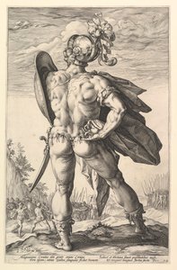 Marcus Valerius, uit de serie De Romeinse Helden, 1586 door Hendrik Goltzius