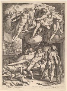 Mars en Venus Verrast door Vulcanus door Hendrik Goltzius