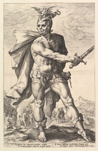 Mucius Scaevola, uit de serie De Romeinse Helden door Hendrik Goltzius