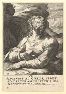 St. Bartholomeus, uit Christus, de Apostelen en St. Paulus met de Geloofsbelijdenis door Hendrik Goltzius