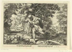 Teiresias slaat twee parende slangen, uit Ovidius