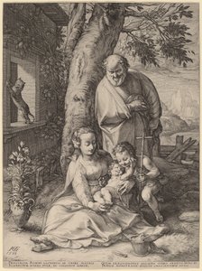 De Heilige Familie met de jonge Johannes de Doper door Hendrik Goltzius