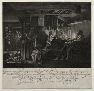 Jupiter en Mercurius bij het Huis van Philemon en Baucis door Hendrik Goudt