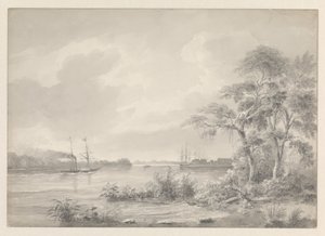 Fort Zeelandia gezien bij het opvaren van de rivier Suriname
