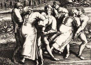 Dansplaag, Straatsburg, Elzas. 1518 door Hendrik I Hondius