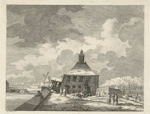 Verzakte Muiderpoort, gezien vanaf de schans, 1769