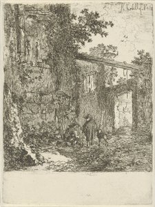 Begroeide ruïne door Hendrik Kobell