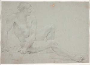 Mannelijke modelstudie, zittend door Hendrik Krock
