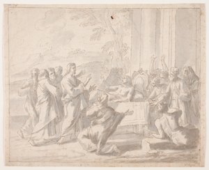 Opwekking van de zoon van de weduwe van Nain (Luk. 7,11 vv) door Hendrik Krock