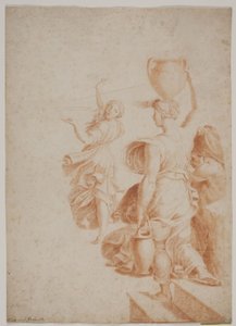 Studie naar Rafael: "Brand van Borgo". (De twee waterdraagsters en de figuur uiterst rechts)