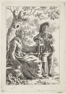 Man en een vrouw bij een boom door Hendrik Kuipers