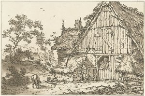 Boerderij met twee mensen in de deuropening Twelve designs Calculated for the Use of those who are Learning to Draw Landscape (series title)
