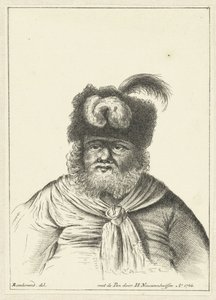 Zittende man met bontmuts door Hendrik Nieuwenhuysen