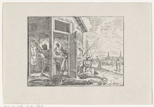 Figuren aan het werk in een smederij en op het land