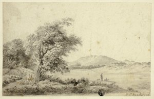 Landschap met koppel en hond