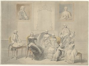 De kinderen van Pieter Cornelis Hasselaer en Clara Wendela Sautijn, met hun grootmoeder Wendela Eleonora Reael