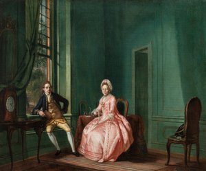 De dichter Johannes Nomsz en zijn vrouw Anna Maria Telghorst in hun zitkamer, Amsterdam