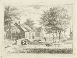 Landschap met een stenen brug