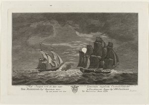 Sextroh jaagt op de Marianne, 1782 door Hendrik Roosing