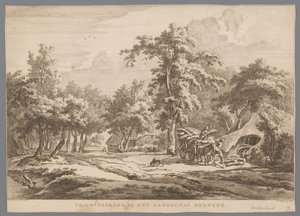 Landschap met hooiwagen bij Westerbork door Hendrik Schwegman