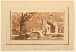 Tekening, Stad aan een kanaal, 1750-70 door Hendrik Spilman