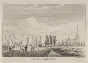 Gezicht op Nieuwerkerk aan den IJssel door Hendrik Spilman