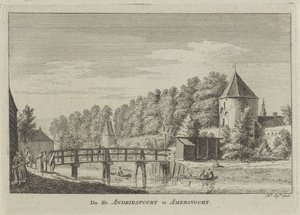 Gezicht op de Sint Andriespoort te Amersfoort door Hendrik Spilman