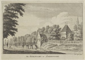 Gezicht op de Slijkpoort te Amersfoort (De Slykpoort te Amersvoort) door Hendrik Spilman