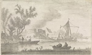 Riviergezicht met kalkovens